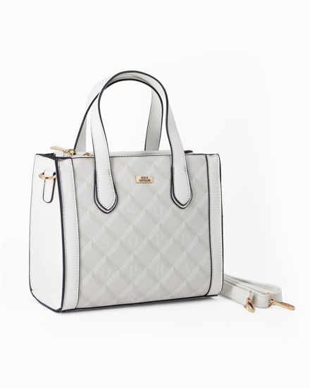 Immagine di SOLO SOPRANI - Borsa due manici bianca con tre scomparti principali, tracolla removibile