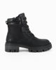 Immagine di RIFLE - Scarponcino nero da donna con lacci, zip laterale e pelliccia interna