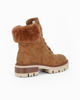 Immagine di RIFLE - Scarponcino cappuccino da donna con lacci, zip laterale e pelliccia