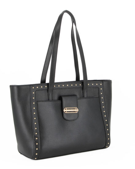 Immagine di SOLO SOPRANI - Borsa shopping nera con tasca frontale