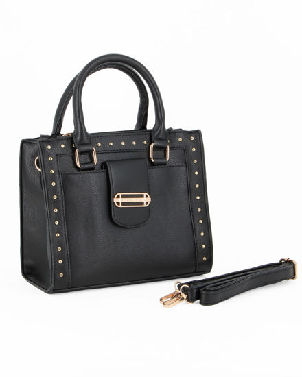 Immagine di SOLO SOPRANI - Borsa due manici nera con tre scomparti principali e tasca frontale, tracolla removibile