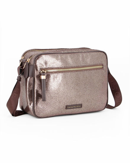 Immagine di CORTINA POLO STYLE - Tracolla bronzo con doppio scomparto, tasca frontale e stampa logo