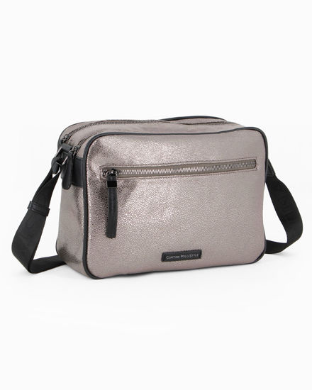 Immagine di CORTINA POLO STYLE - Tracolla piombo con doppio scomparto, tasca frontale e stampa logo