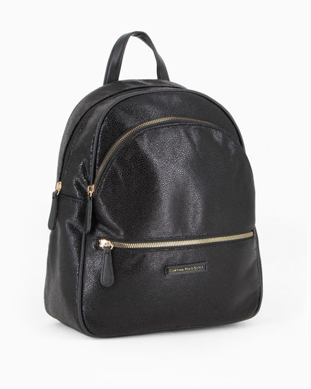 Immagine di CORTINA POLO STYLE - Zaino nero con doppia tasca frontale e stampa logo