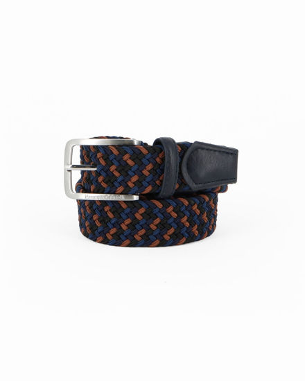 Immagine di NAZARENO GABRIELLI - Cinta blu/nera/marrone intrecciata ed elasticizzata da uomo