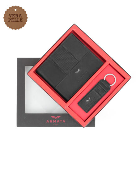 Immagine di ARMATA DI MARE - Set regalo composto da portafoglio e potachiavi neri in VERA PELLE