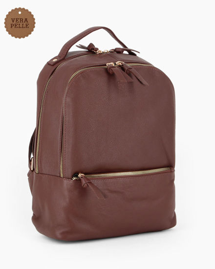 Immagine di CHESTER POLO ACADEMY - Zaino marrone in VERA PELLE con due scomparti principali e tasca frontale