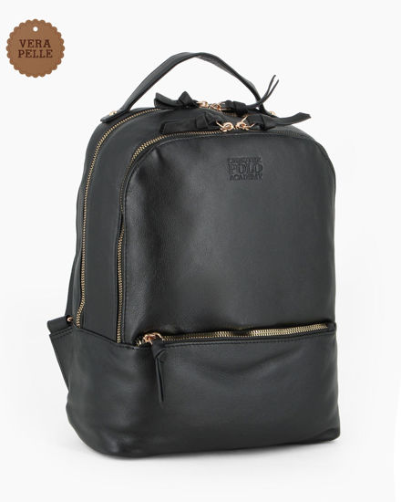 Immagine di CHESTER POLO ACADEMY - Zaino nero in VERA PELLE con due scomparti principali e tasca frontale