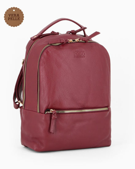 Immagine di CHESTER POLO ACADEMY - Zaino rubino in VERA PELLE con due scomparti principali e tasca frontale