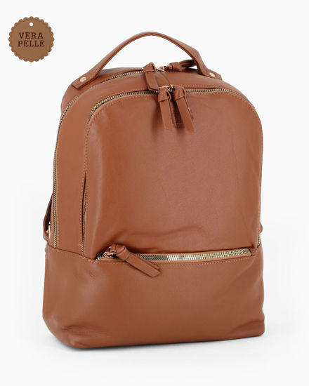 Immagine di CHESTER POLO ACADEMY - Zaino cuoio in VERA PELLE con due scomparti principali e tasca frontale