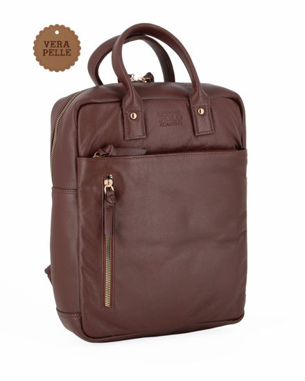 Immagine di CHESTER POLO ACADEMY - Zaino marrone in VERA PELLE con due manici e doppia tasca frontale