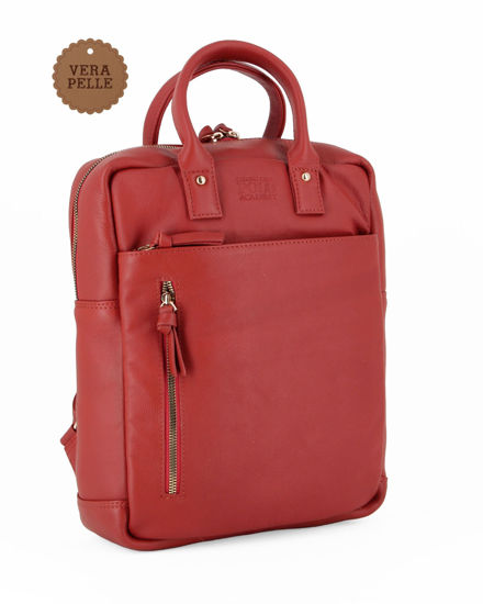 Immagine di CHESTER POLO ACADEMY - Zaino mattone in VERA PELLE con due manici e doppia tasca frontale