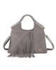 Immagine di ENRICO COVERI - Borsa a mano grigia scamosciata con frange e tasca posteriore, tracolla removibile