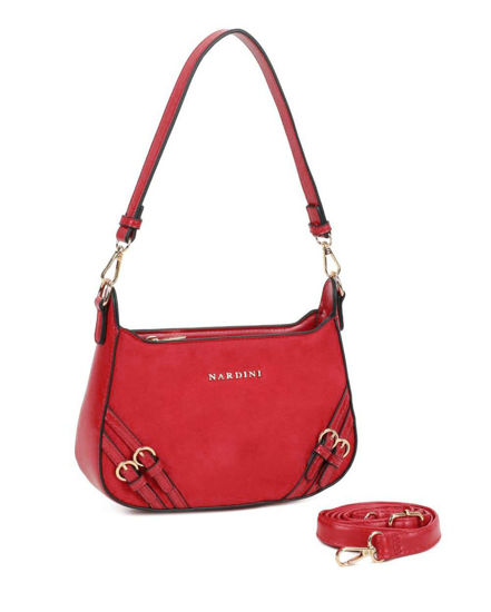 Immagine di NARDINI - Borsa a spalla rossa con parte frontale scamosciata, tracolla removibile