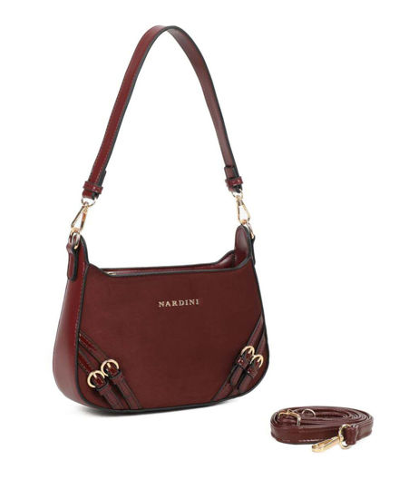 Immagine di NARDINI - Borsa a spalla bordeaux con parte frontale scamosciata, tracolla removibile