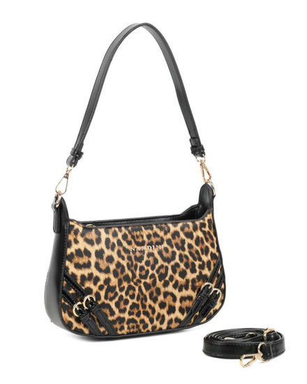 Immagine di NARDINI - Borsa a spalla leopardata con parte frontale scamosciata, tracolla removibile
