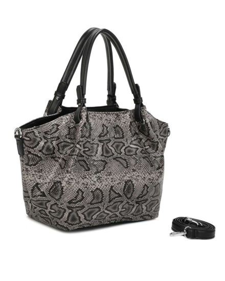 Immagine di RIFLE - Borsa due manici grigia pitonata con tasca posteriore, tracolla removibile