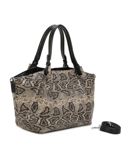 Immagine di RIFLE - Borsa due manici nocciola pitonata con tasca posteriore, tracolla removibile