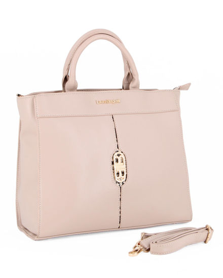 Immagine di LAURA BIAGIOTTI - Borsa a due manici naturale con logo frontale, tracolla removibile