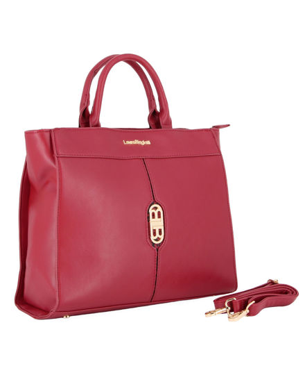 Immagine di LAURA BIAGIOTTI - Borsa a due manici rubino con logo frontale, tracolla removibile