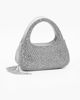 Immagine di MISS GLOBO - Pochette silver a due manici tutta strass, tracolla removibile