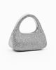 Immagine di MISS GLOBO - Pochette silver a due manici tutta strass, tracolla removibile