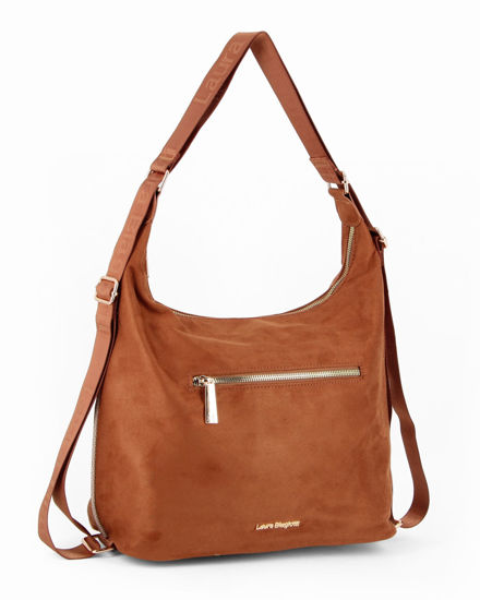 Immagine di LAURA BIAGIOTTI - Borsa/Zaino scamosciata cognac con tasca frontale e posteriore