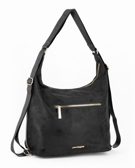 Immagine di LAURA BIAGIOTTI - Borsa/Zaino scamosciata nera con tasca frontale e posteriore