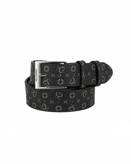 Immagine di SOLO SOPRANI - Cinta nera loggata da uomo con fodera in VERA PELLE