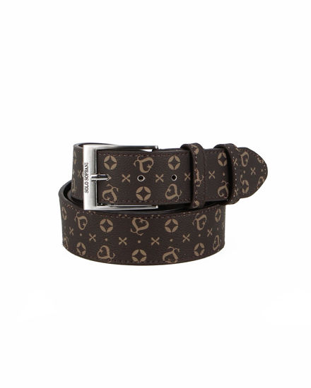 Immagine di SOLO SOPRANI - Cinta testa moro loggata da uomo con fodera in VERA PELLE