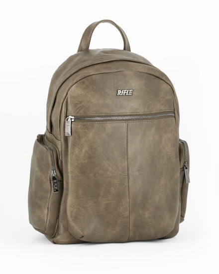 Immagine di RIFLE - Zaino ufficio verde con zip orizzontale frontale e due tasconi laterali