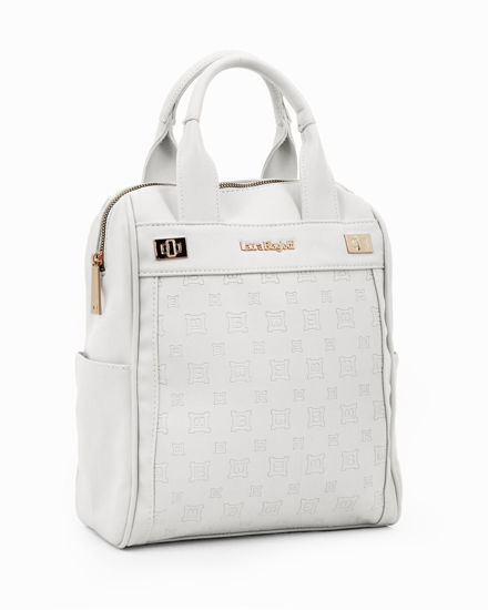 Immagine di LAURA BIAGIOTTI - Zaino bianco con parte frontale logata e due tasche laterali