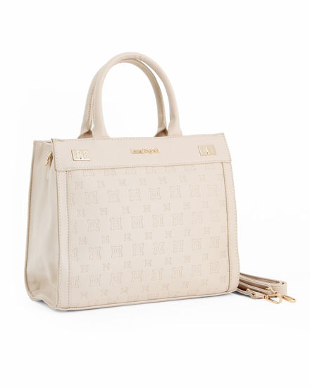 Immagine di LAURA BIAGIOTTI - Borsa a due manici sabbia con parte frontale logata