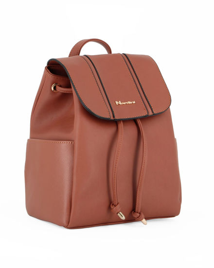 Immagine di NARDINI - Zaino biscotto con due tasche laterali, patta e chiusura a coulisse