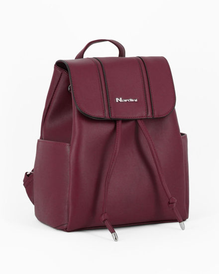 Immagine di NARDINI - Zaino bordeaux con due tasche laterali, patta e chiusura a coulisse