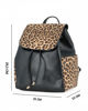 Immagine di NARDINI - Zaino leopardato con due tasche laterali, patta e chiusura a coulisse