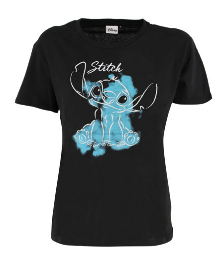 Immagine di LILO&STITCH - Tshirt nera da donna con stampa Stitch - JL052543