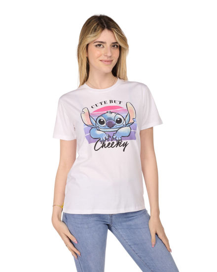 Immagine di LILO&STITCH - Tshirt bianca da donna con stampa Stitch - JL052544