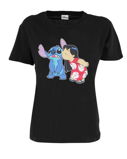 Immagine di LILO&STITCH - Tshirt nera da donna con stampa Lilo&Stitch - JL052545
