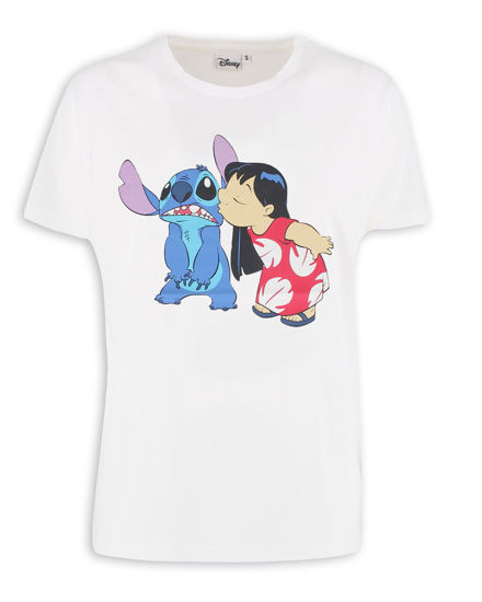 Immagine di LILO&STITCH - Tshirt bianca da donna con stampa Lilo&Stitch - JL052545