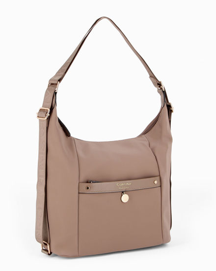 Immagine di CORTINA POLO STYLE - Borsa/Zaino nocciola con tasca frontale e dettaglio logo pendente