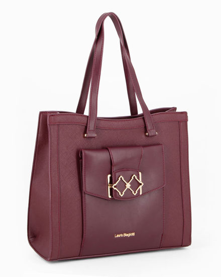 Immagine di LAURA BIAGIOTTI - Borsa a due manici bordeaux con  tasca frontale con patta