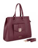 Immagine di LANCETTI - Borsa a due manici bordeaux con tasca frontale con patta, tracolla removibile