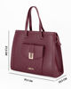 Immagine di LANCETTI - Borsa a due manici bordeaux con tasca frontale con patta, tracolla removibile
