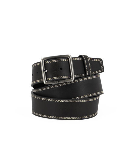 Immagine di SOLO SOPRANI - Cinta nera da uomo con fodera in VERA PELLE