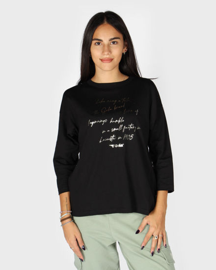Immagine di GOLA - TSHIRT NERA MANICA A 3/4 CON SCRITTE