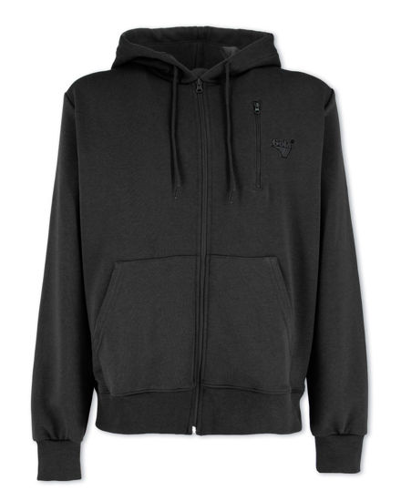 Immagine di GOLA - FELPA NERA DA UOMO CON ZIP E CAPPUCCIO