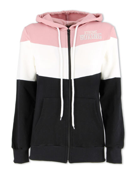 Immagine di XTREME BOXING - FELPA ROSA/BIANCA/NERO DA DONNA FULL ZIP CON CAPPUCCIO