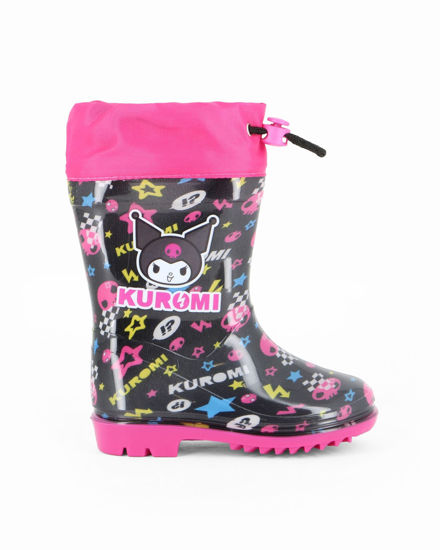 Immagine di KUROMI - Stivaletto da pioggia nero da bimba con coulisse