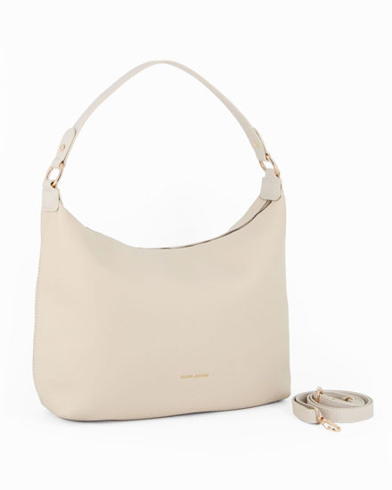 Immagine di DAVID JONES - Borsa a spalla crema con tasca posteriore, tracolla removibile